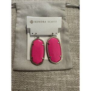 Kendra Scott‎ Danielle Drop Earrings Large Signature Dangle Neon Pink In Gold